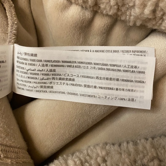 Abercrombie & Fitch Cream Taupe Colorblock Zip Up Sherpa Jacket - Picture 13 of 14